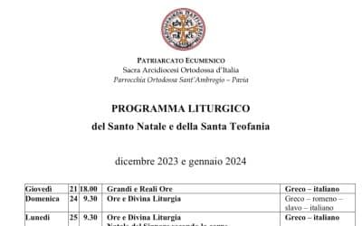 Programma dei Santi Uffici del periodo Natalizio | Parrocchia Ortodossa Sant’ Ambrogio – Pavia
